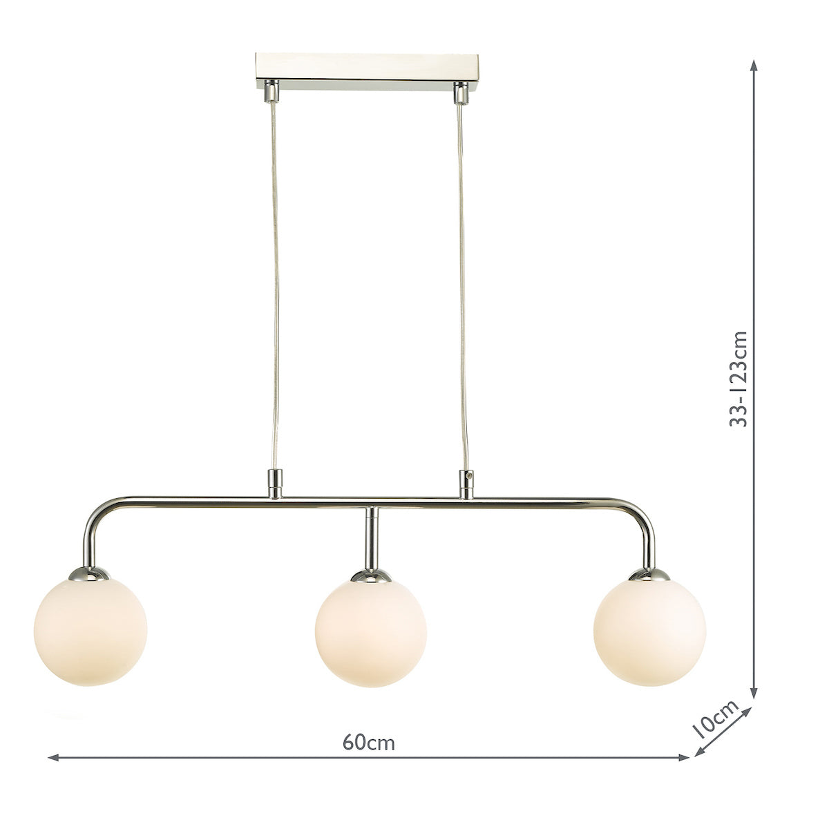 FEYA 3LT BAR PENDANT POL CHR CW OPAL GLS