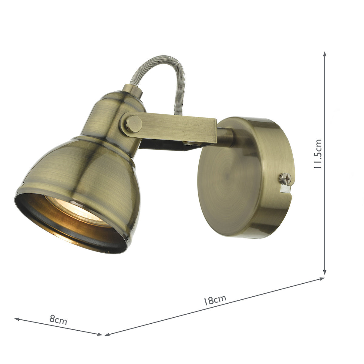 FOTHERGILL SINGLE SPOTLIGHT ANTIQUE BRASS
