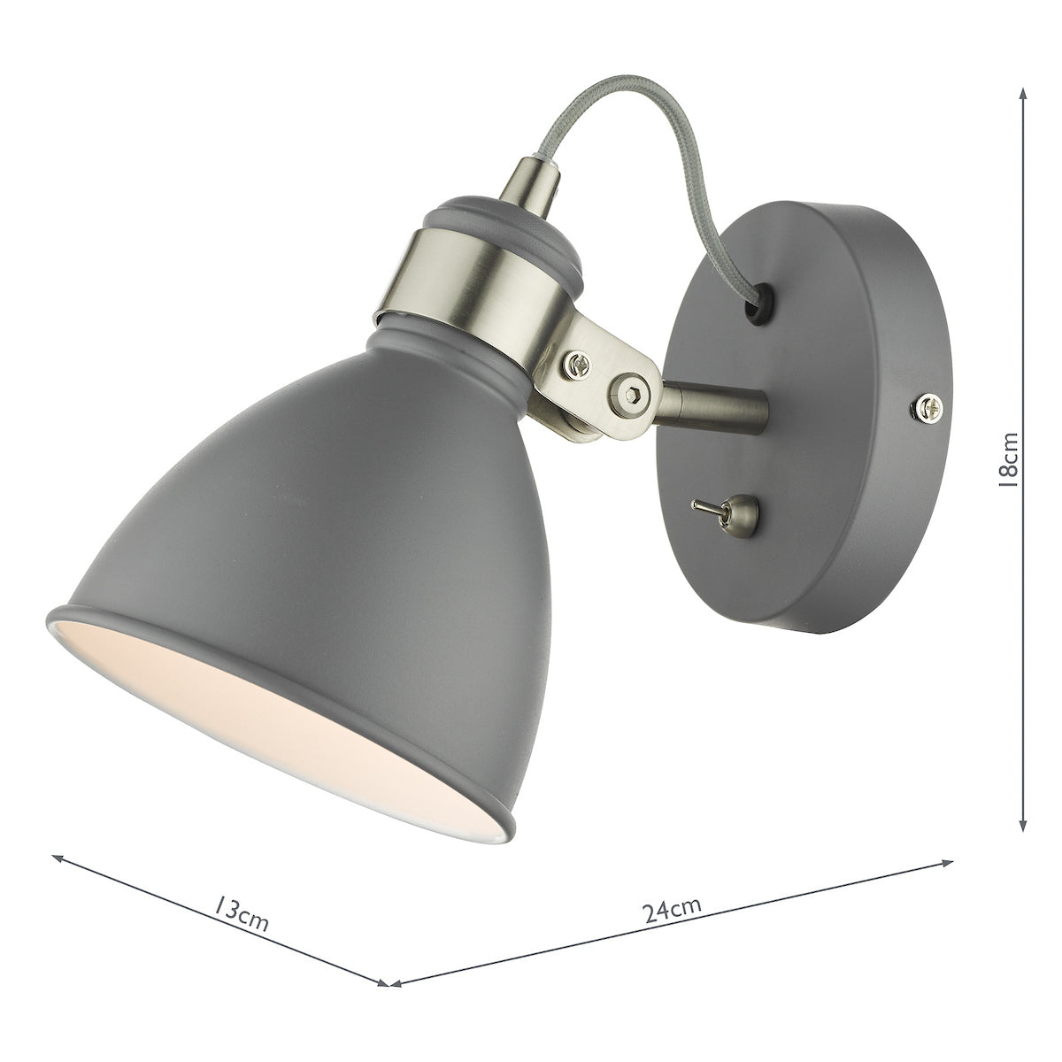 FREDERICK 1LT W/LT DARK GREY / SATIN CHROME