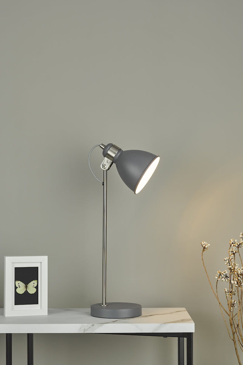 FREDERICK TABLE LAMP DARK GREY / SATIN CHROME