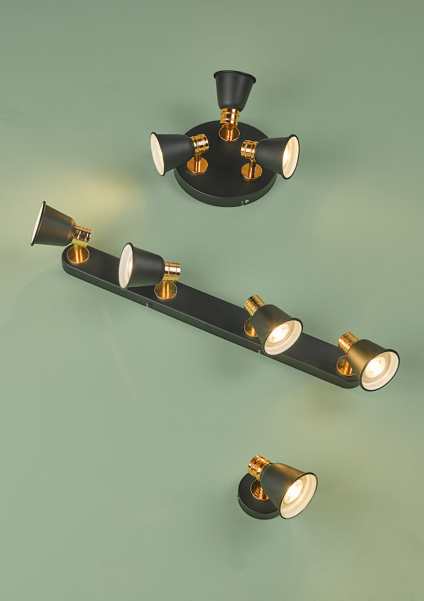 FRY 4LT BAR BLACK/ROSE GOLD GU10 LED INC