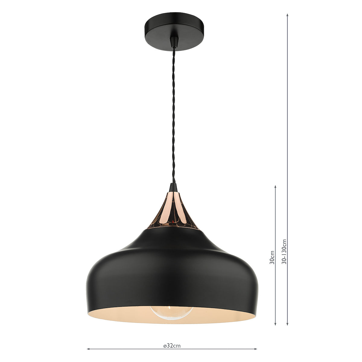 GAUCHO 1LT PENDANT BLACK AND COPPER