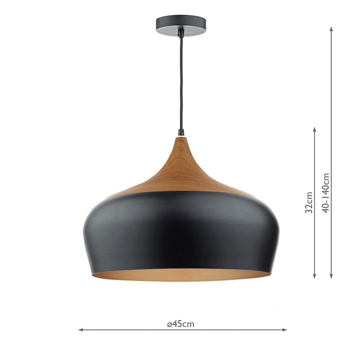 GAUCHO 1LT PENDANT BLACK LARGE