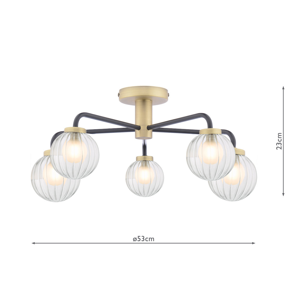 GIBBS 5LT SEMI FLUSH BLACK ANT BRA