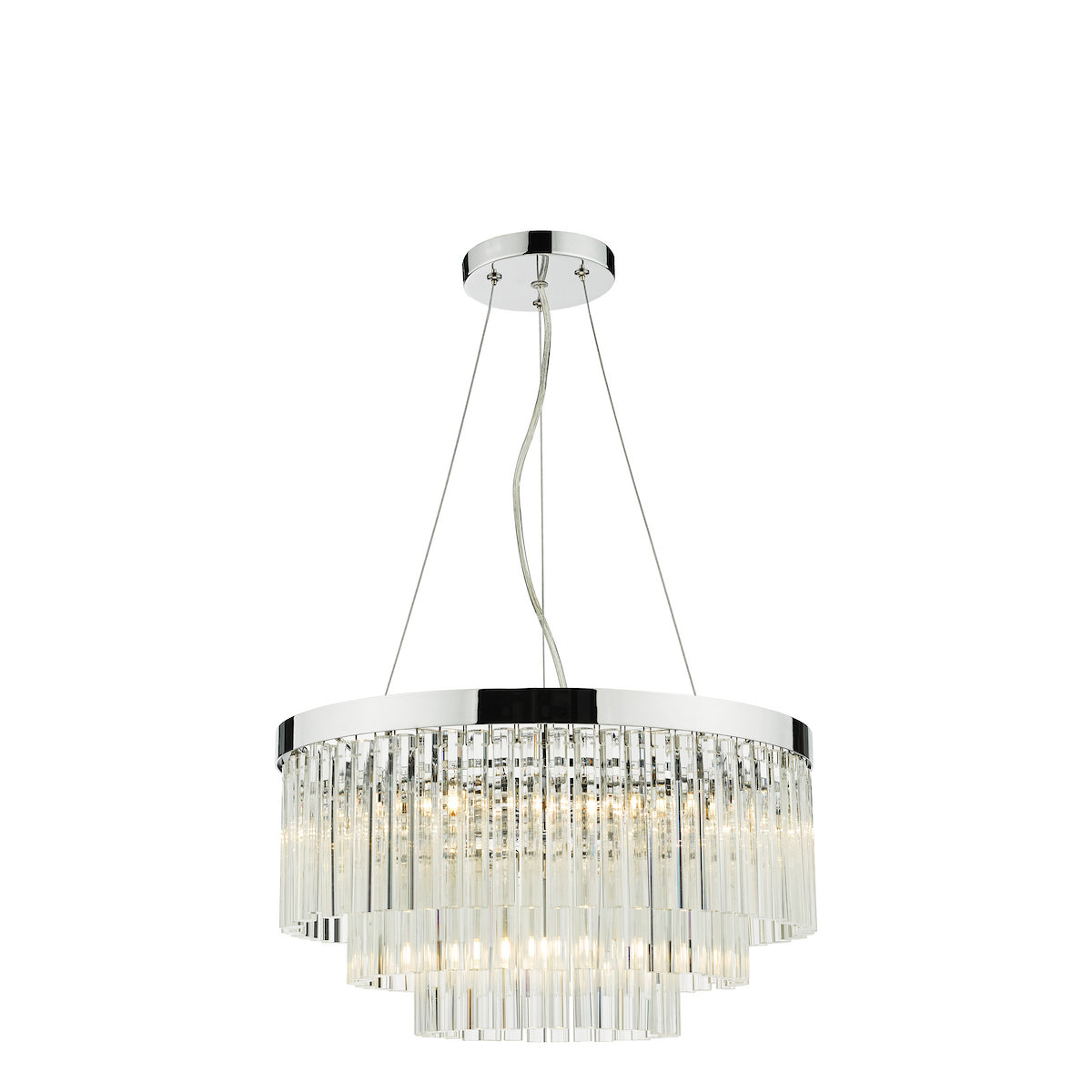 GIOVANA 5LT 3 TIER PENDANT POL CHR CLEAR GLASS