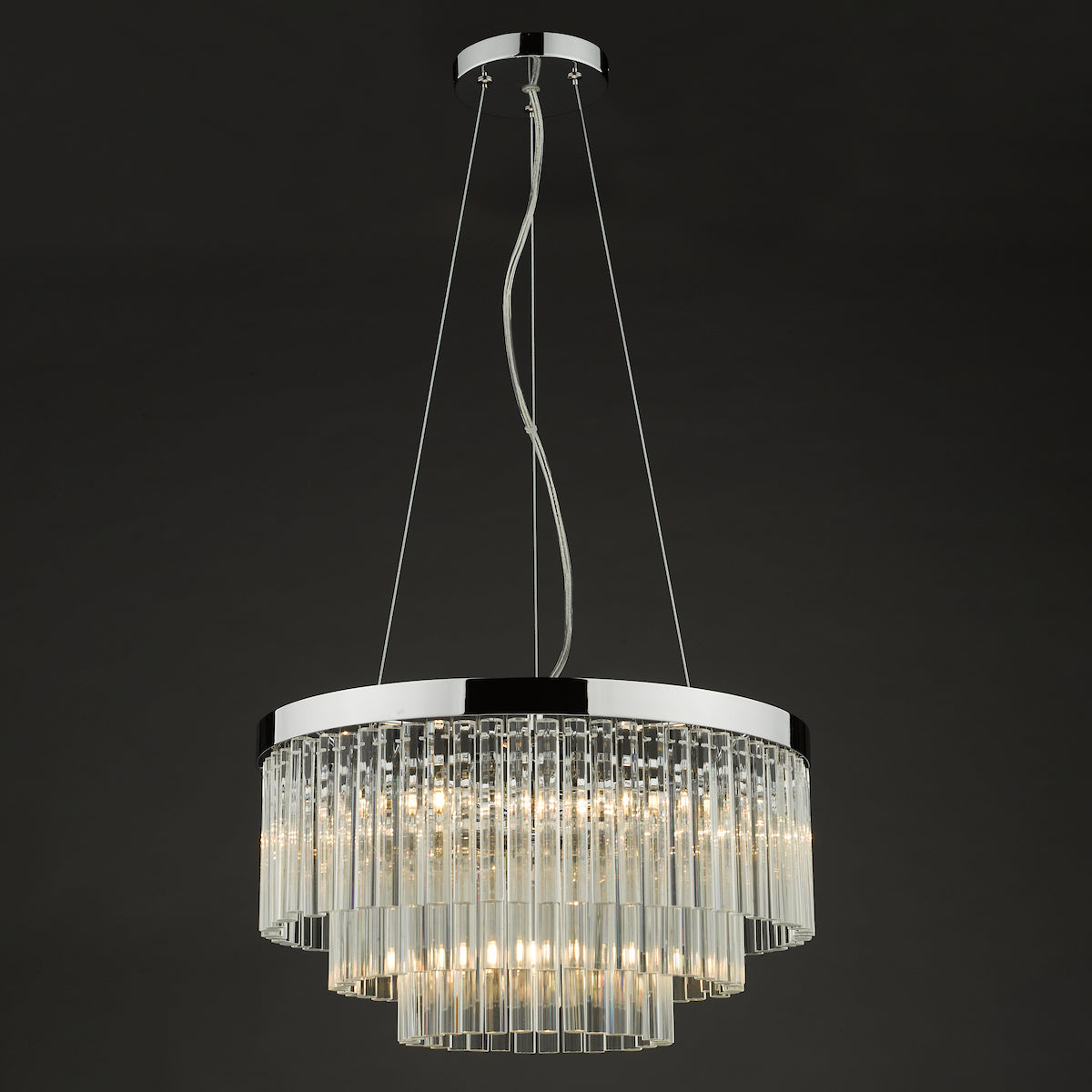 GIOVANA 5LT 3 TIER PENDANT POL CHR CLEAR GLASS