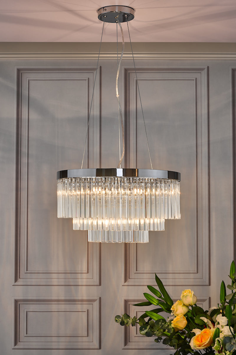 GIOVANA 5LT 3 TIER PENDANT POL CHR CLEAR GLASS