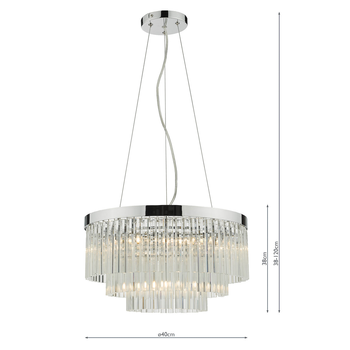 GIOVANA 5LT 3 TIER PENDANT POL CHR CLEAR GLASS