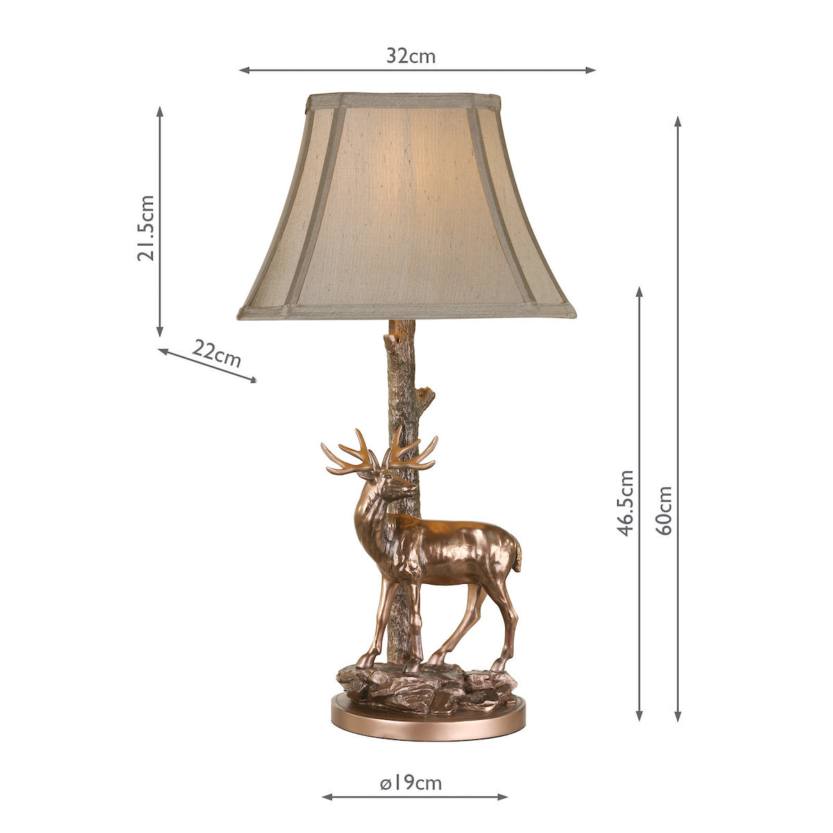 GULLIVER DEER TABLE LAMP CW SHADE AGED BRA