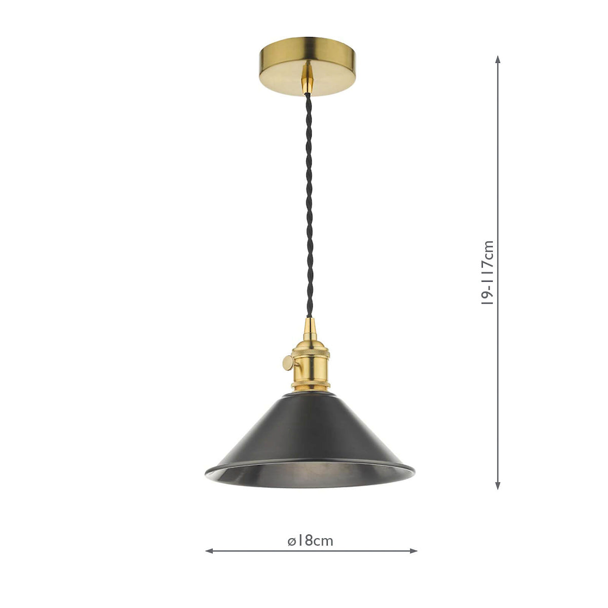 HADANO 1LT SUSPENSION BRASS WITH ANTIQUE PEWTER SH