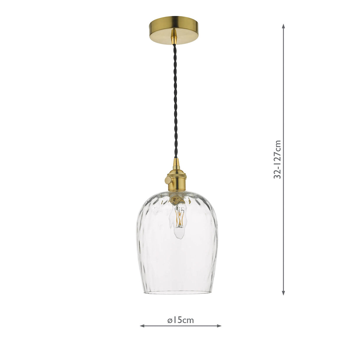 HADANO 1LT SUSPENSION BRASS WITH CLEAR DIMPLED SHD