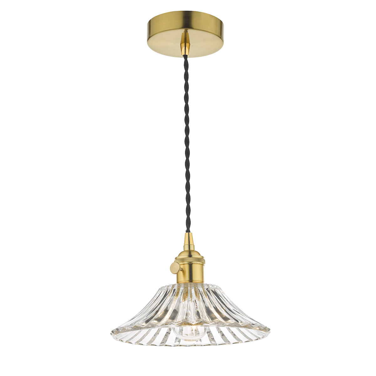 HADANO 1LT SUSPENSION BRASS WITH CLEAR FLARED SHD
