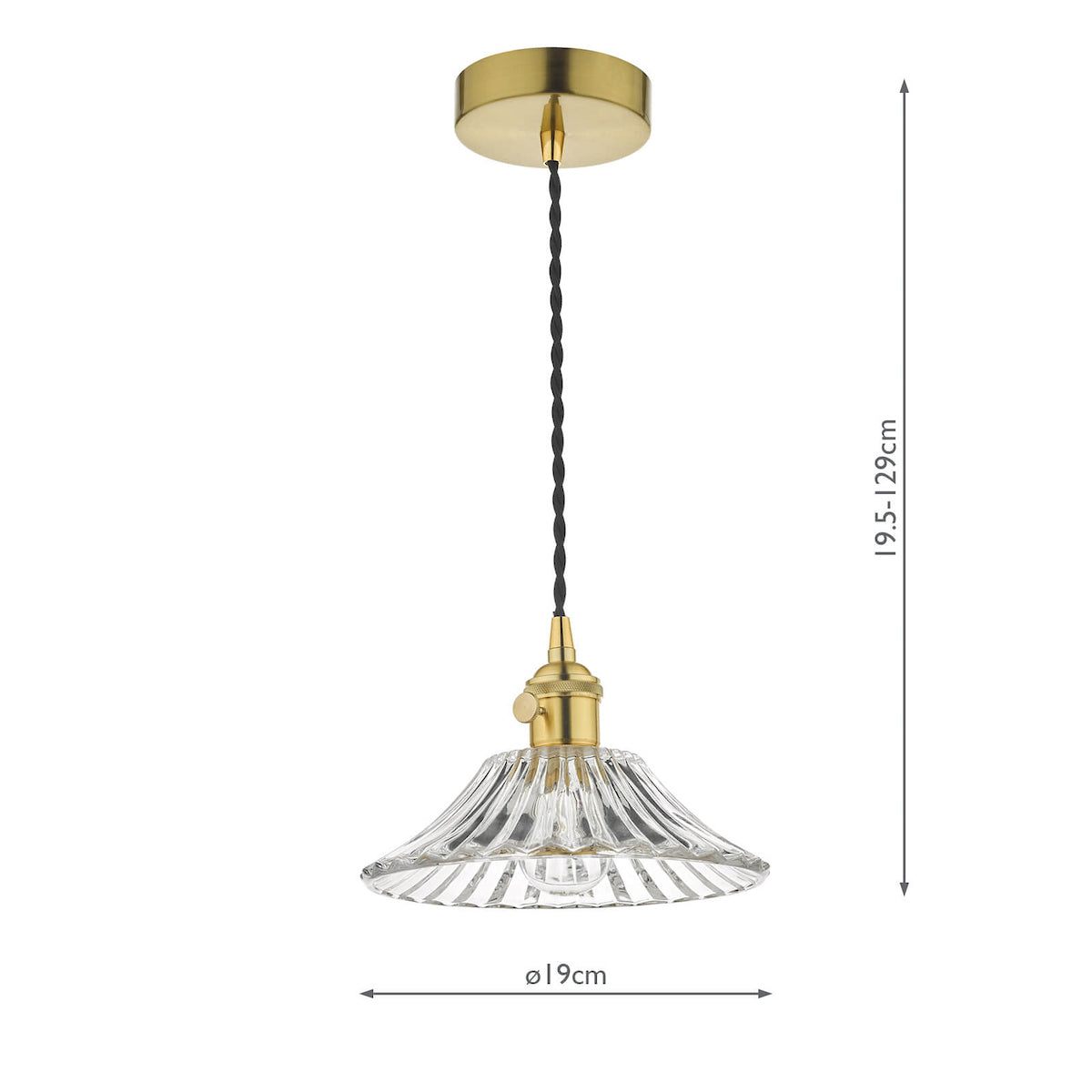 HADANO 1LT SUSPENSION BRASS WITH CLEAR FLARED SHD