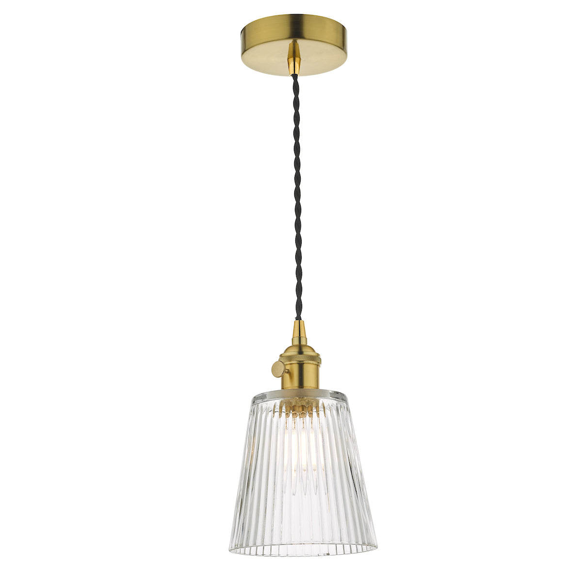 HADANO 1LT SUSPENSION BRASS WITH CLEAR RIBBED SHD