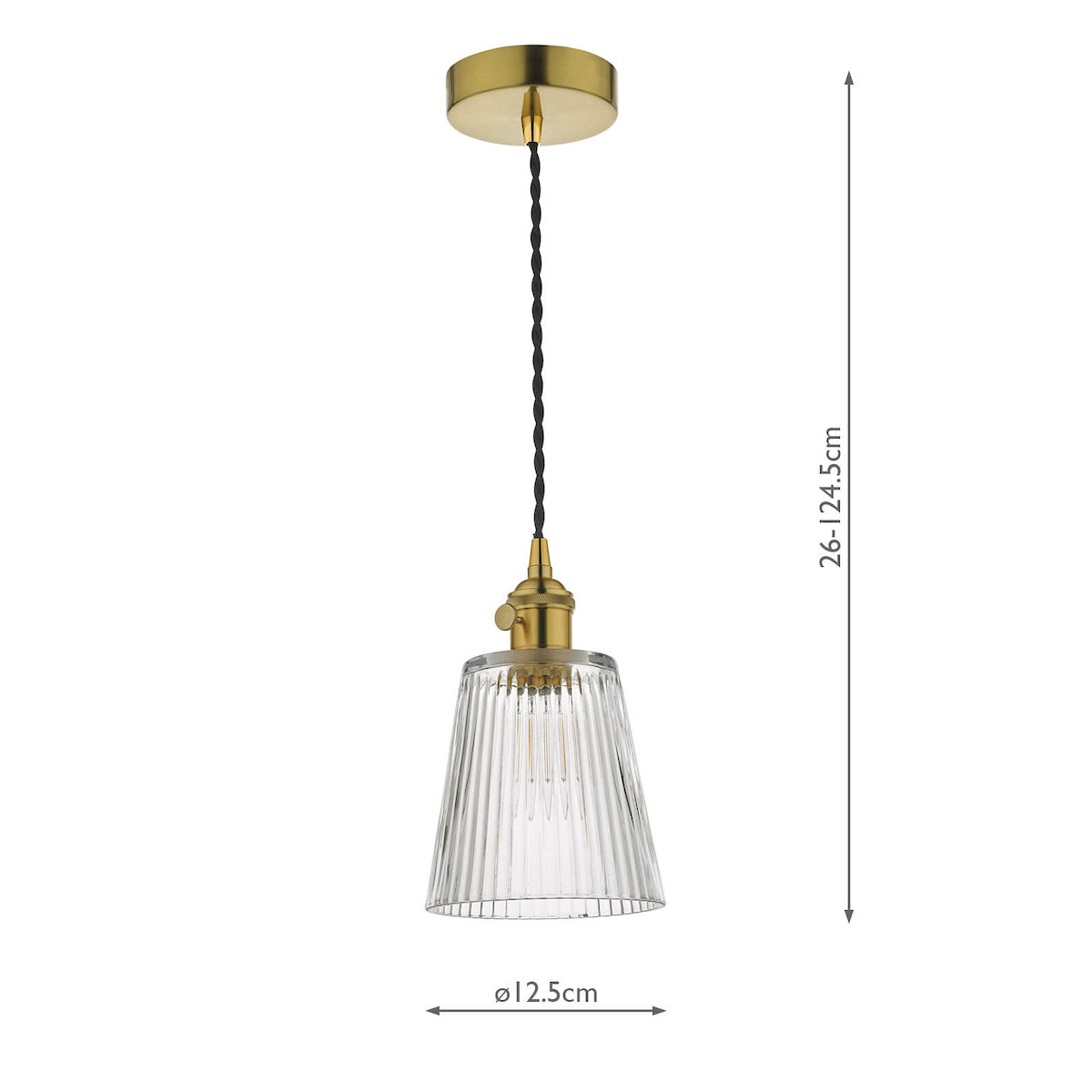 HADANO 1LT SUSPENSION BRASS WITH CLEAR RIBBED SHD