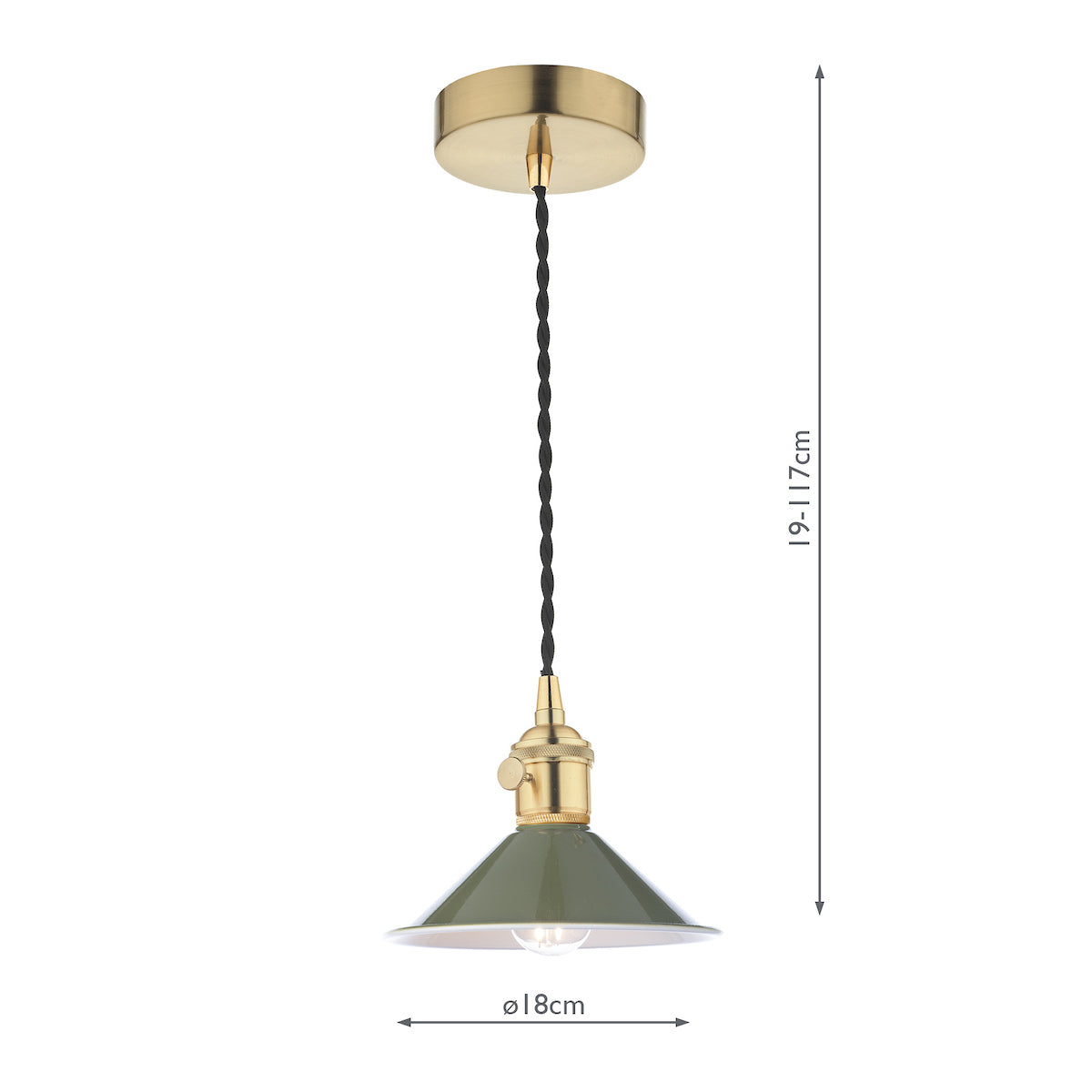 HADANO 1LT SUSPENSION BRASS WITH OLIVE GREEN METAL