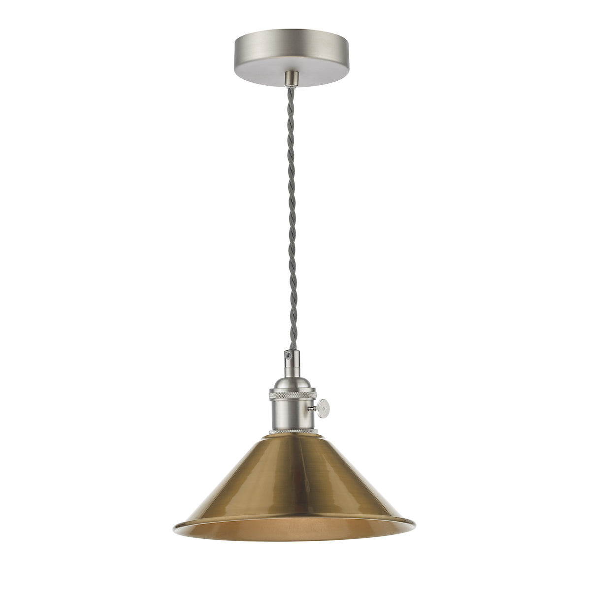 HADANO 1LT SUSPENSION ANT CHR WITH AGED BRASS SHD