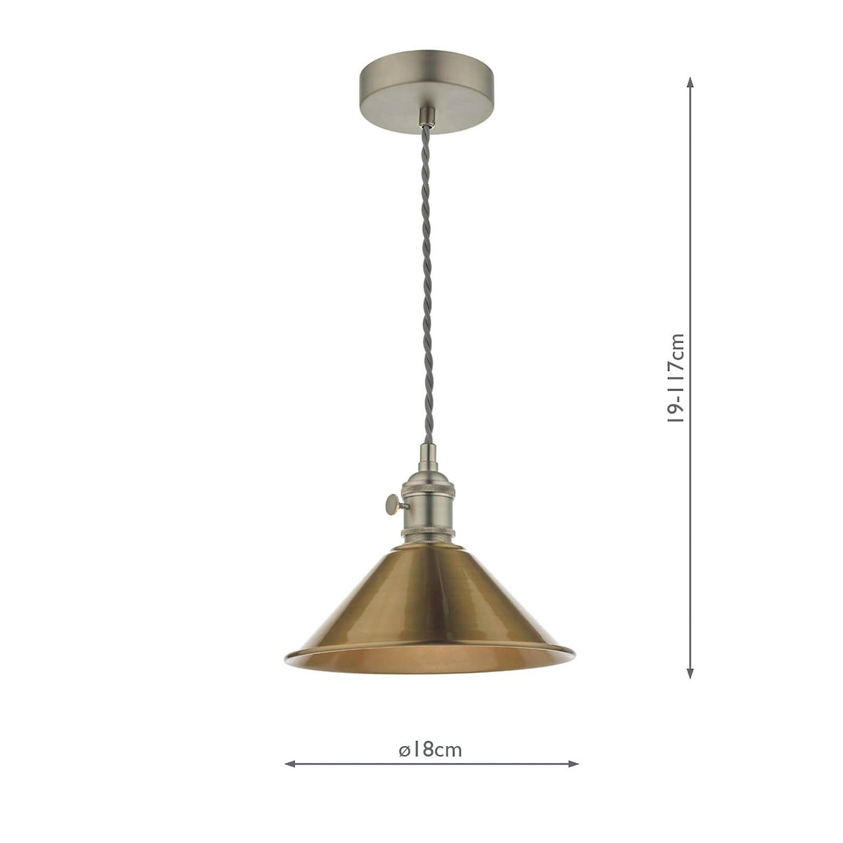 HADANO 1LT SUSPENSION ANT CHR WITH AGED BRASS SHD