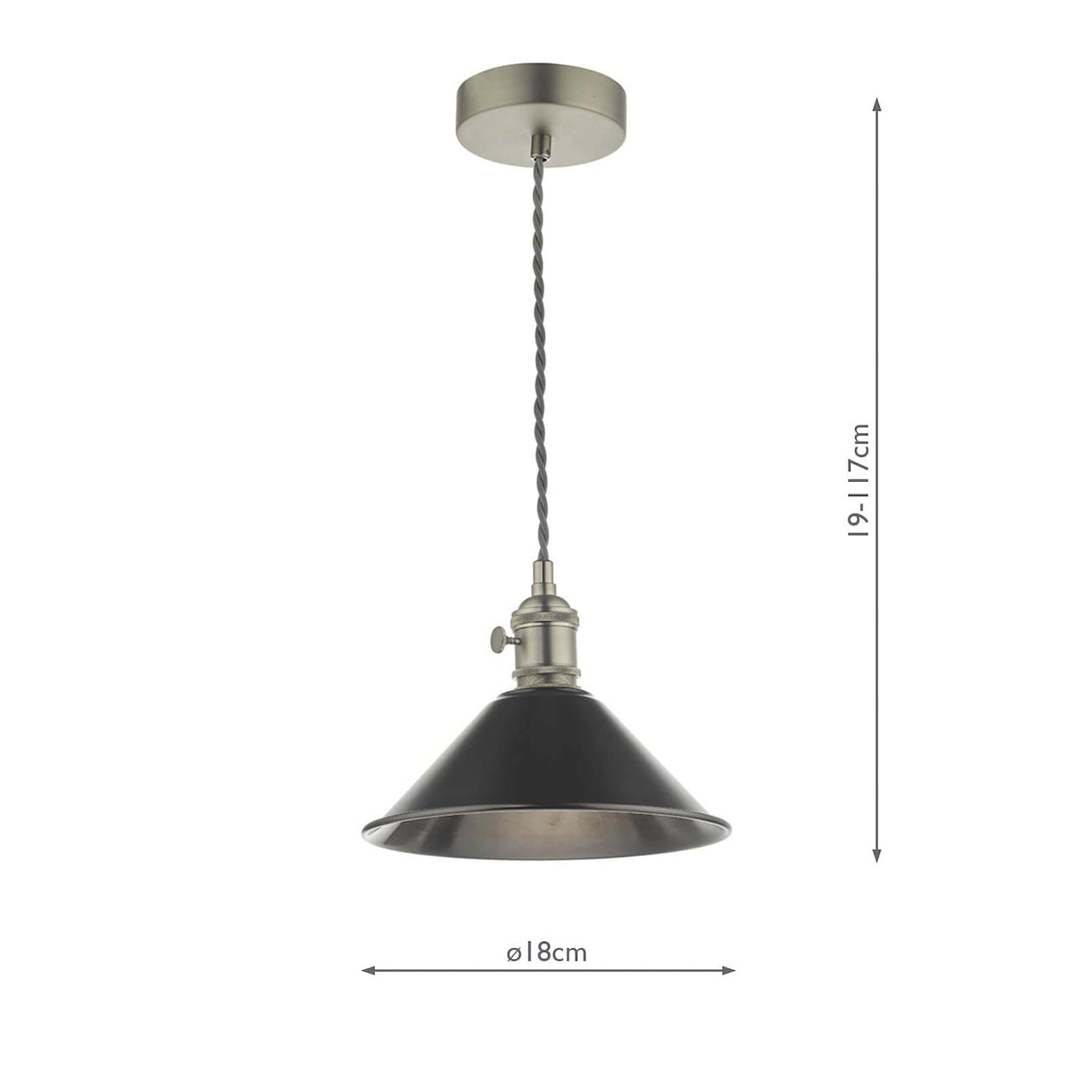 HADANO 1LT SUSPENSION ANT CHR WITH ANTIQUE PEWTER