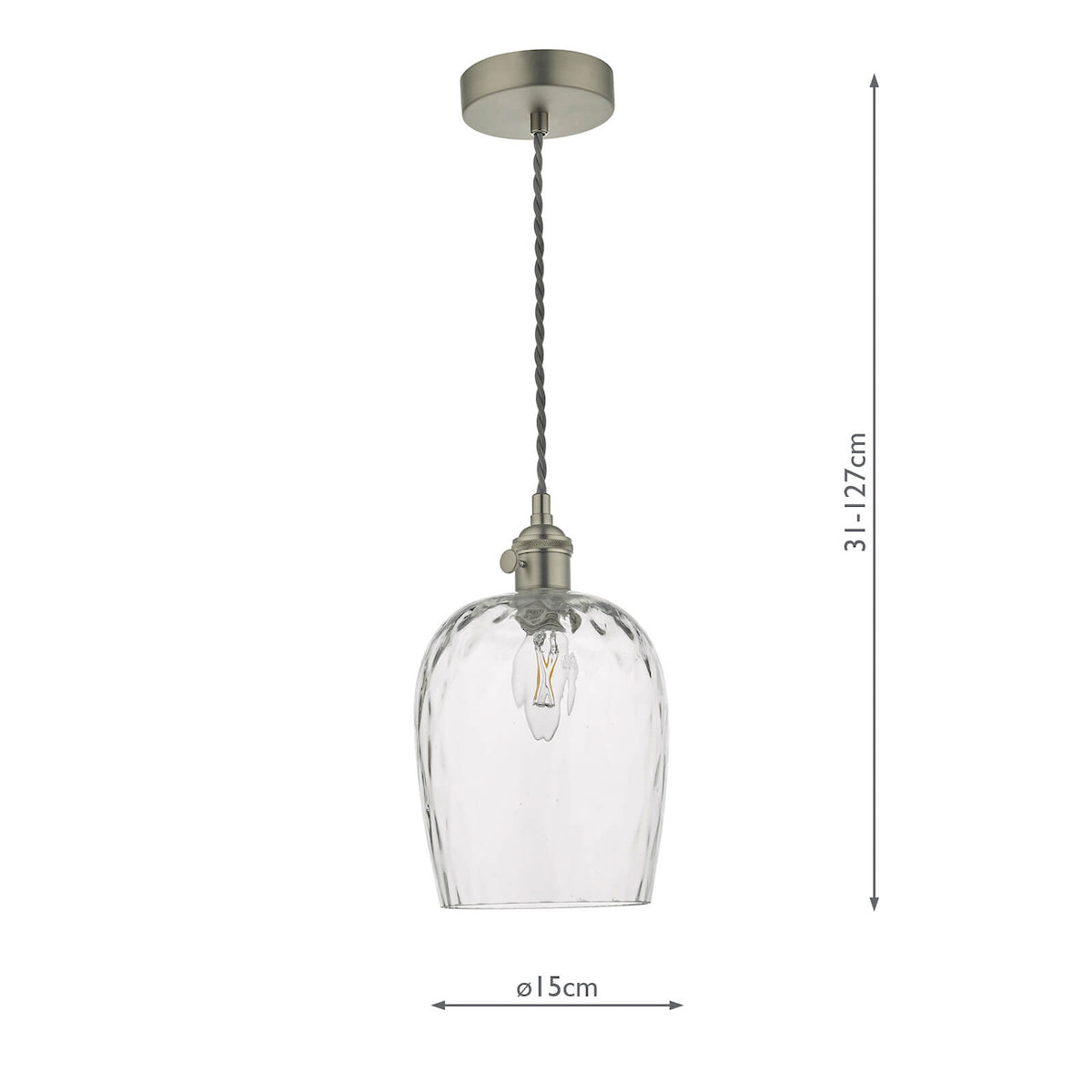 HADANO 1LT SUSPENSION ANT CHR WITH CLEAR DIMPLED S