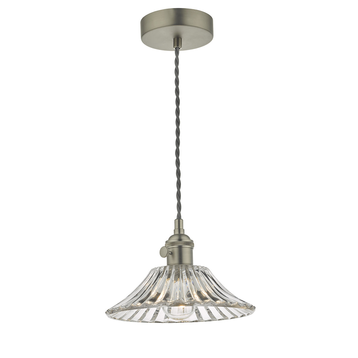 HADANO 1LT SUSPENSION ANT CHR WITH CLEAR FLARED SH
