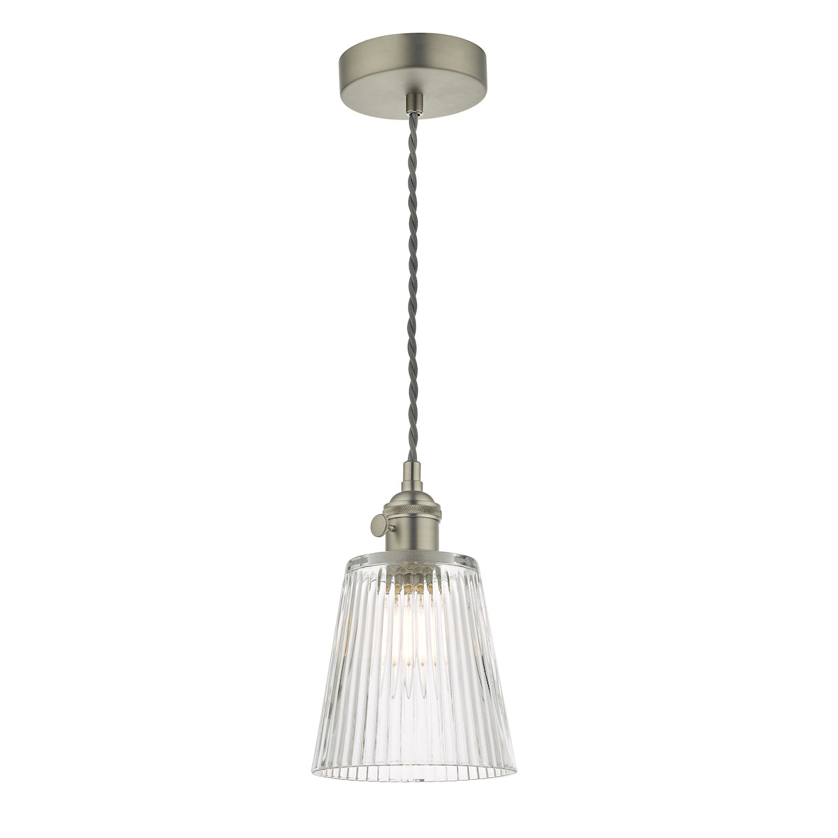HADANO 1LT SUSPENSION ANT CHR WITH CLEAR RIBBED SH
