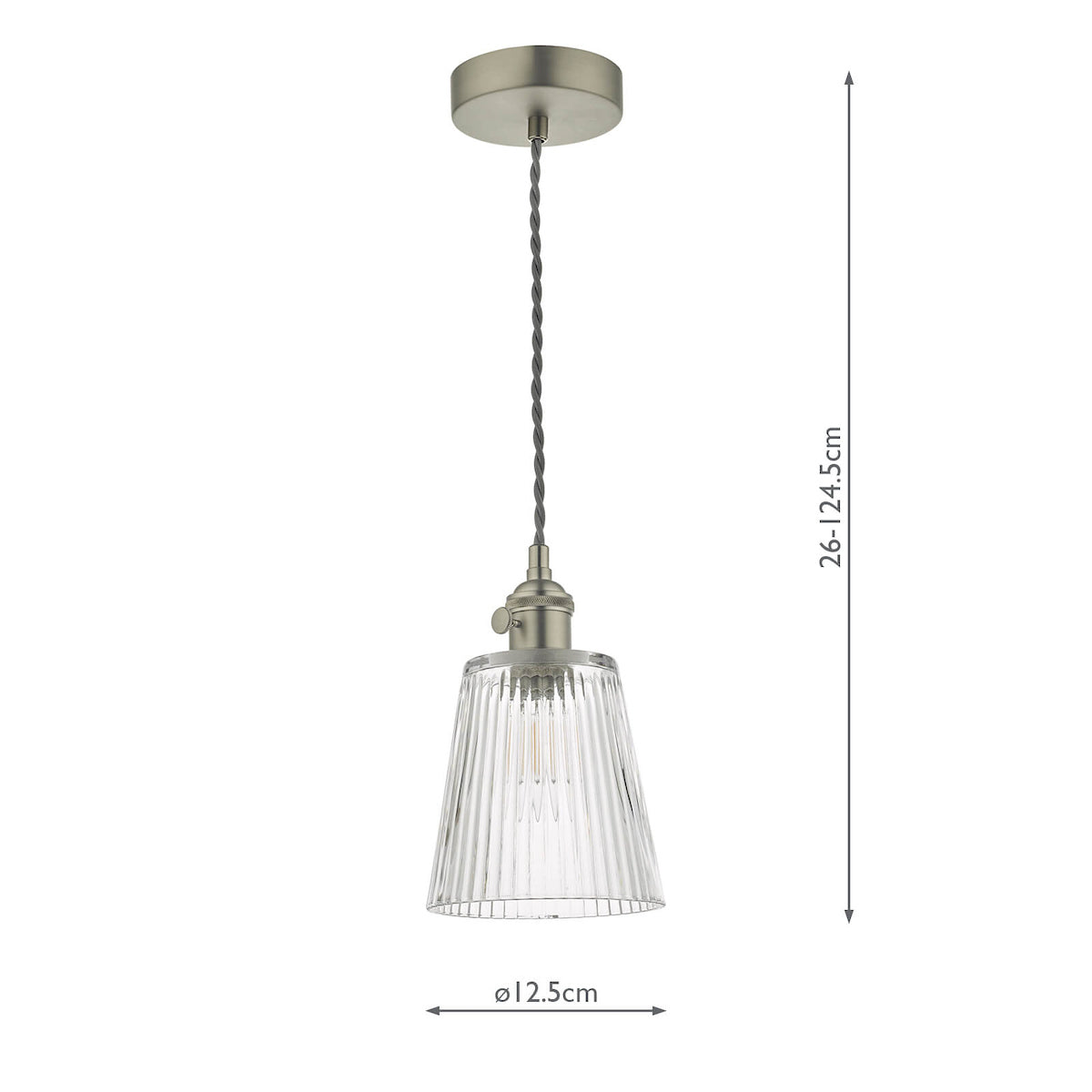 HADANO 1LT SUSPENSION ANT CHR WITH CLEAR RIBBED SH