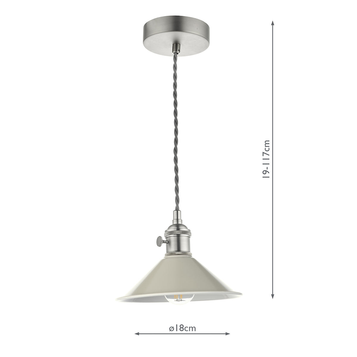 HADANO 1LT SUSPENSION ANTIQUE CHROME WITH CASHMERE
