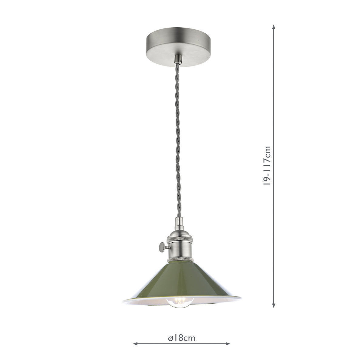 HADANO 1LT SUSPENSION ANTIQUE CHROME WITH OLIVE GR