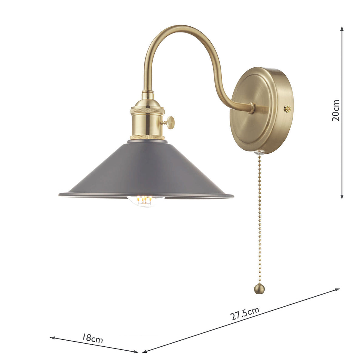 HADANO 1LT W/LT BRASS WITH ANTIQUE PEWTER SHD