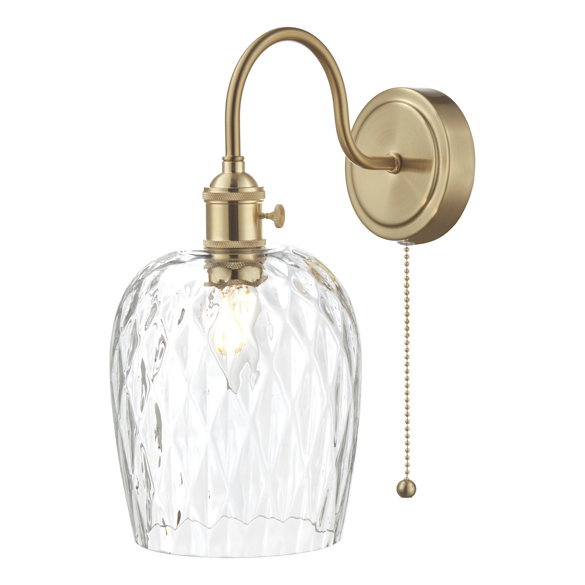 HADANO 1LT W/LT BRASS WITH CLEAR DIMPLED SHD