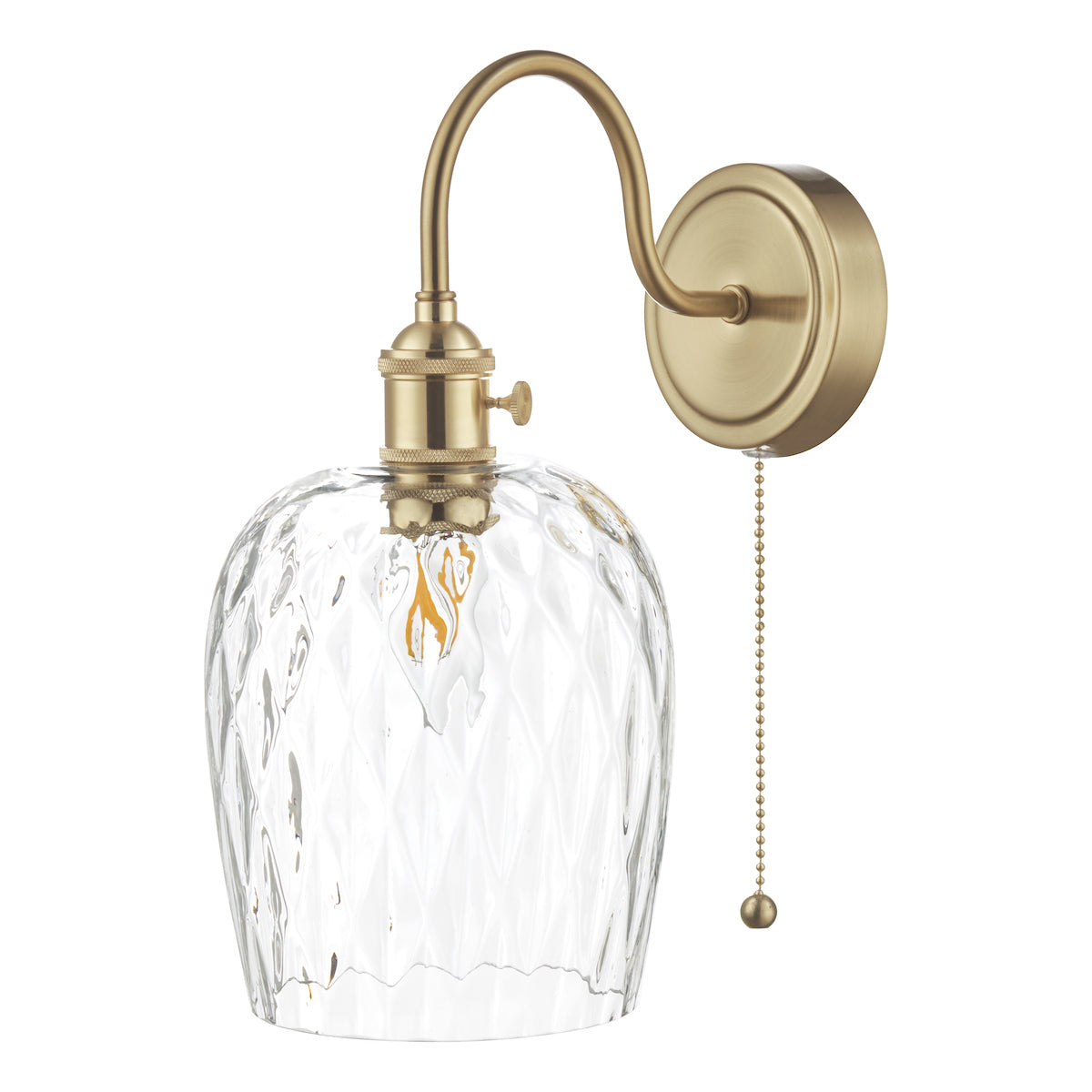 HADANO 1LT W/LT BRASS WITH CLEAR DIMPLED SHD