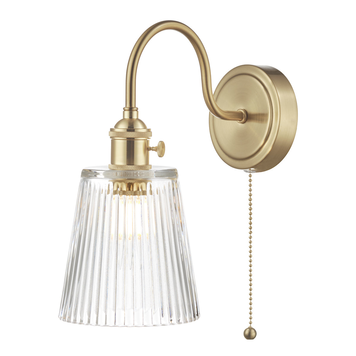HADANO 1LT W/LT BRASS WITH CLEAR RIBBED SHD