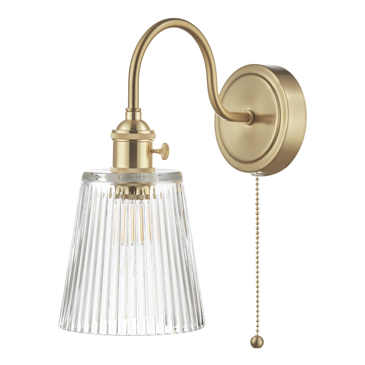 HADANO 1LT W/LT BRASS WITH CLEAR RIBBED SHD
