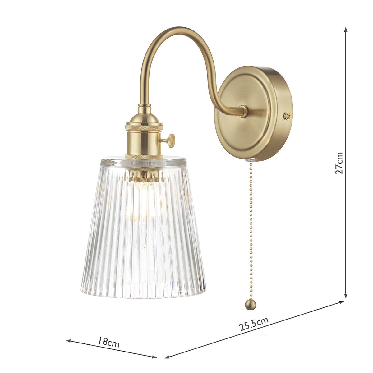HADANO 1LT W/LT BRASS WITH CLEAR RIBBED SHD