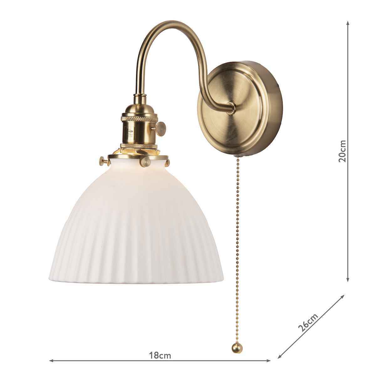 HADANO 1LT W/LT BRASS WITH CERAMIC DOMED SHD
