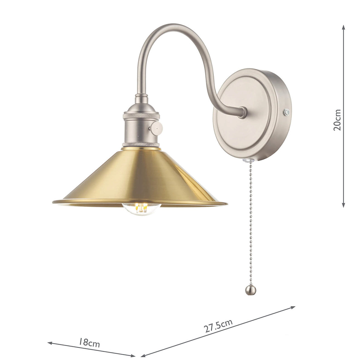 HADANO 1LT W/LT ANT CHR WITH AGED BRASS SHD