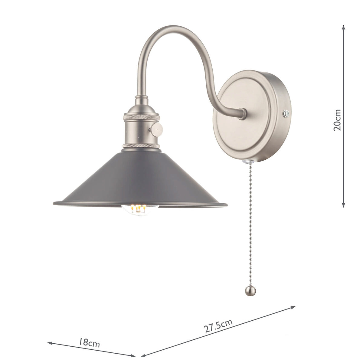 HADANO 1LT W/LT ANT CHR WITH ANTIQUE PEWTER SHD