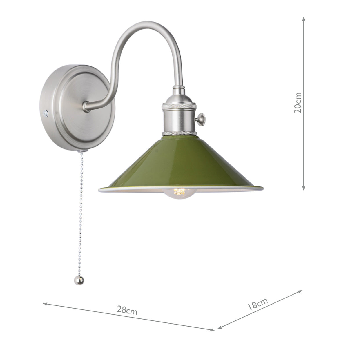 HADANO 1LT W/LT ANTIQUE CHROME WITH OLIVE GREEN ME