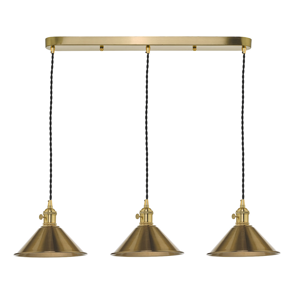 HADANO 3LT SUSPENSION BRASS WITH AGED BRASS SHDS