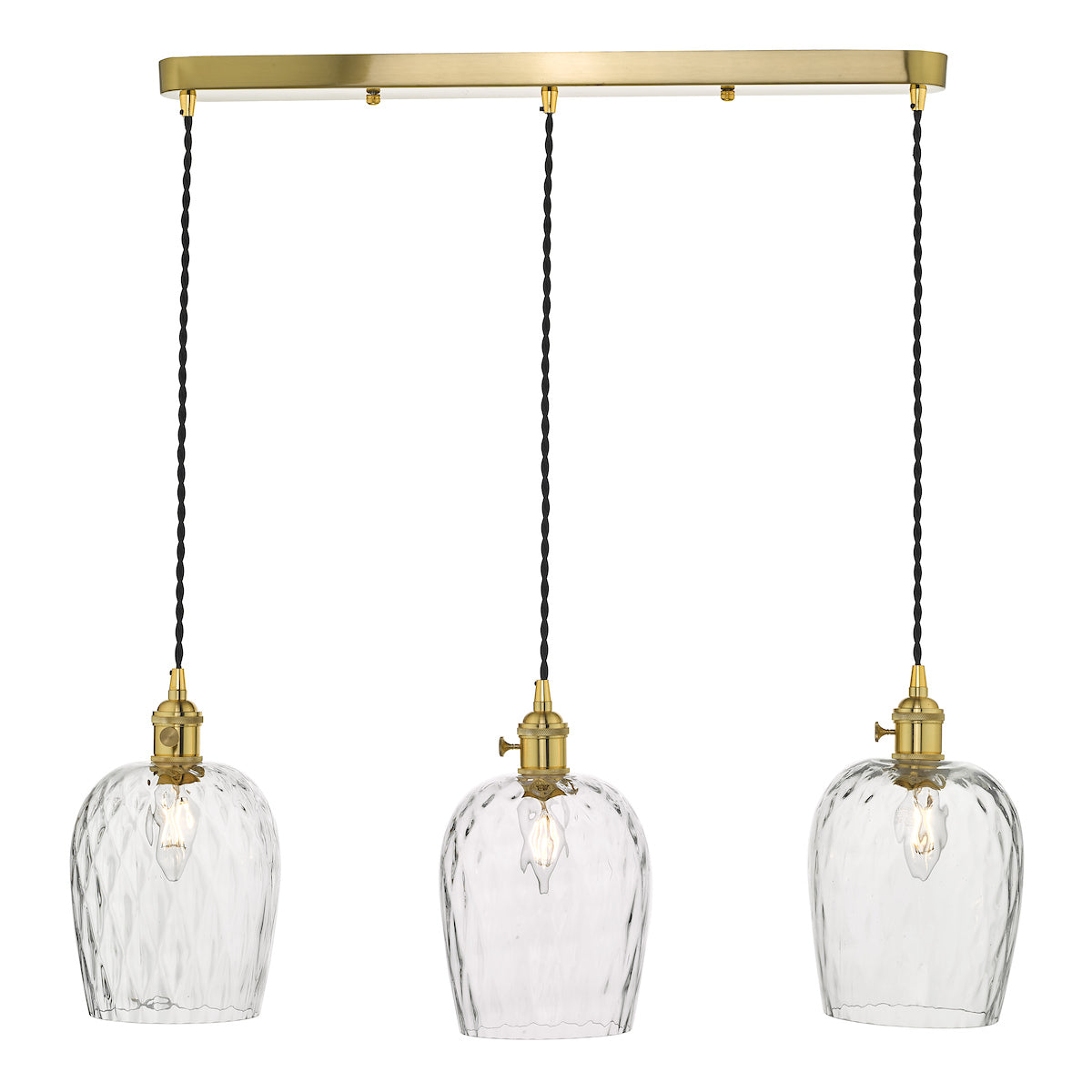 HADANO 3LT SUSPENSION BRASS WITH CLEAR DIMPLED SHD