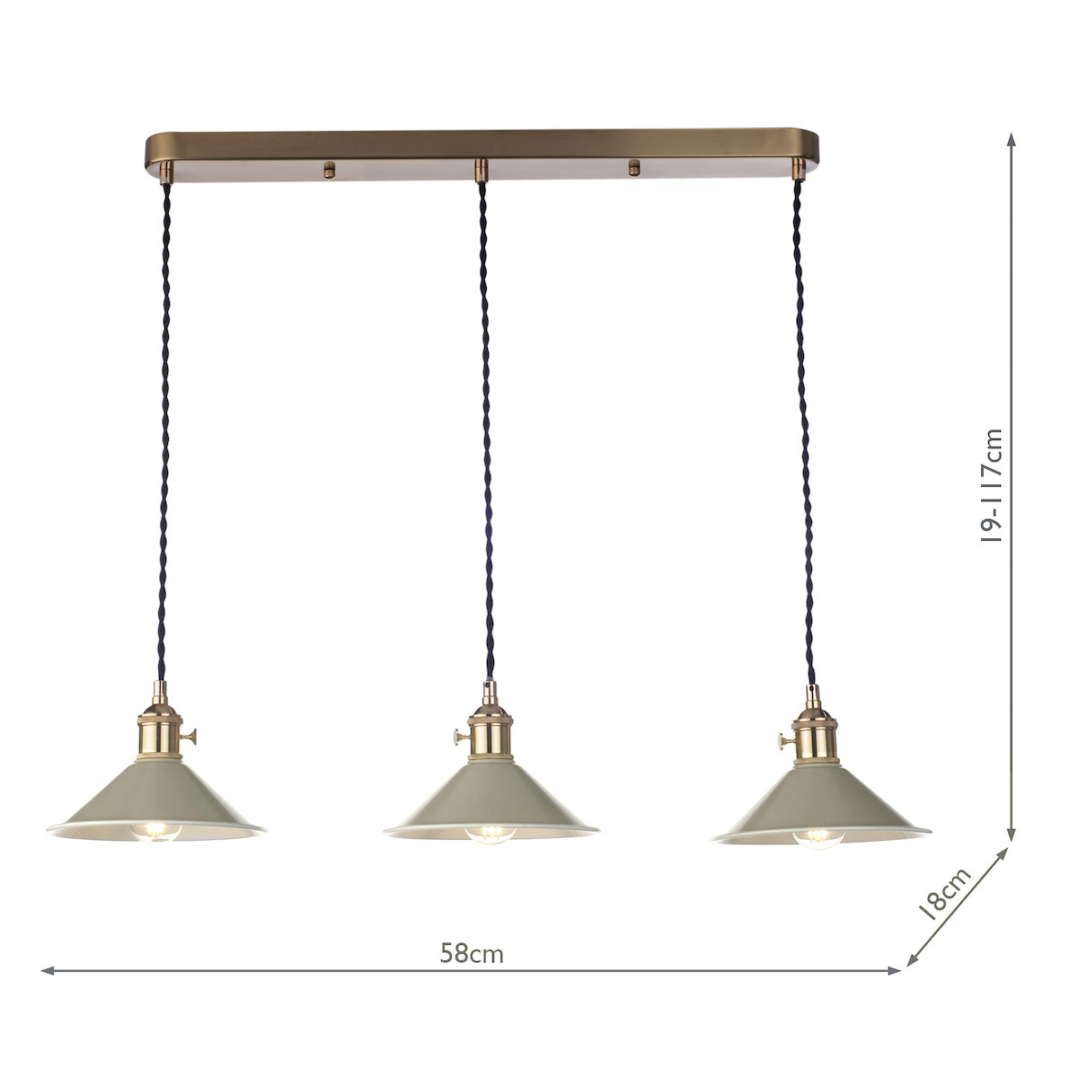 HADANO 3LT SUSPENSION BRASS WITH CASHMERE METAL SH