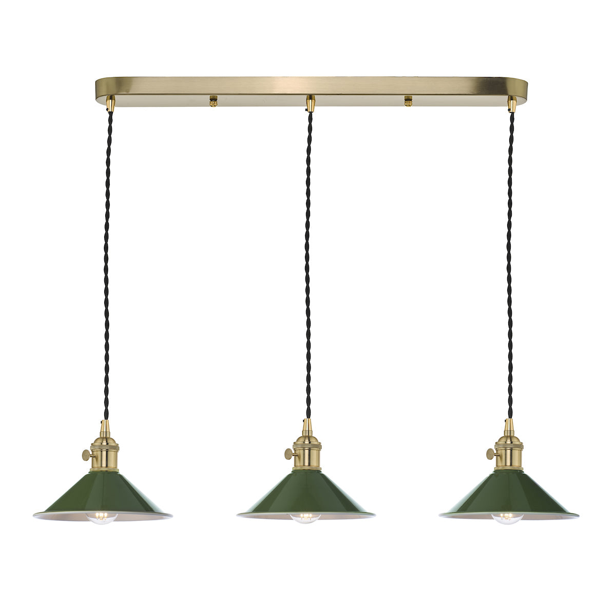 HADANO 3LT SUSPENSION BRASS WITH OLIVE GREEN METAL