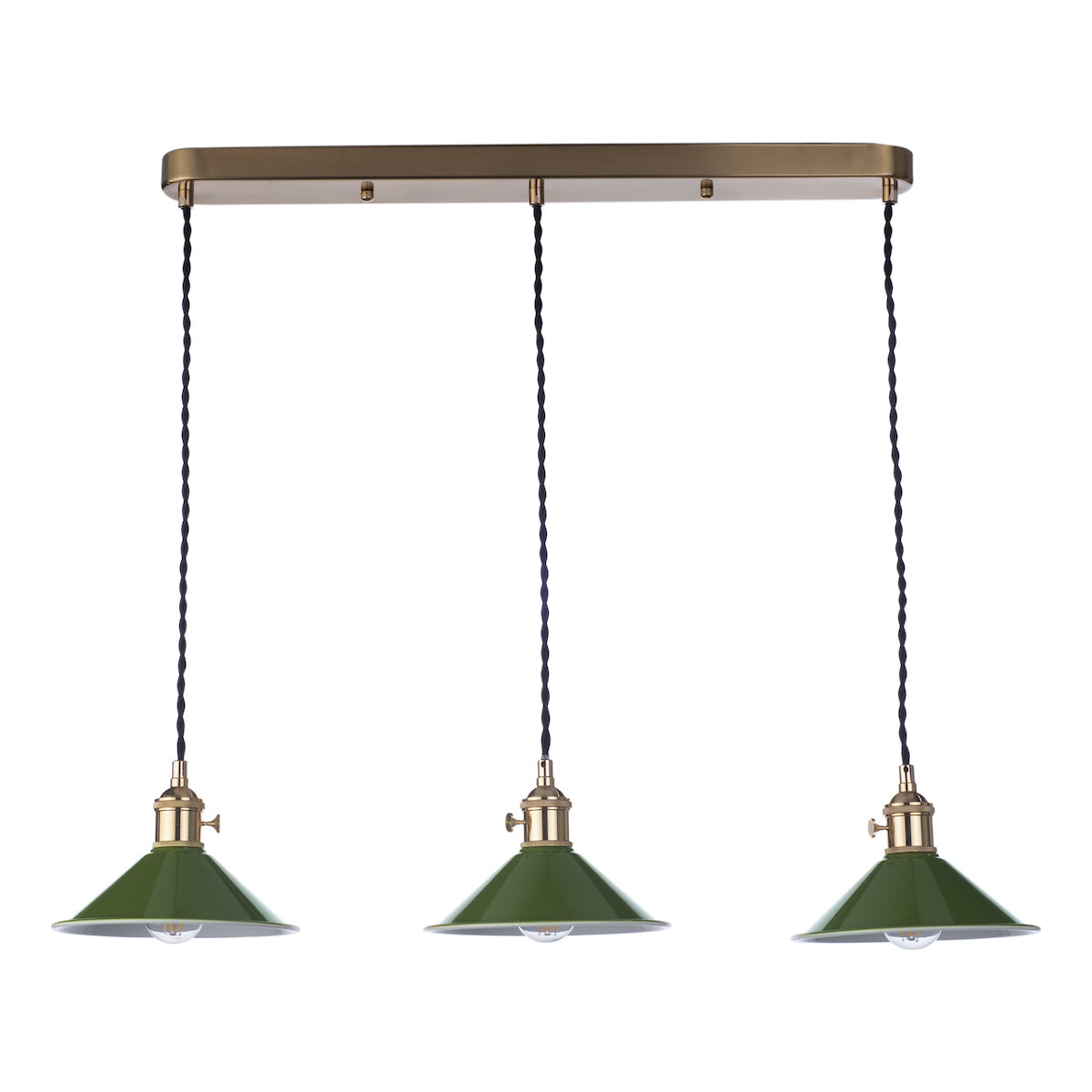 HADANO 3LT SUSPENSION BRASS WITH OLIVE GREEN METAL