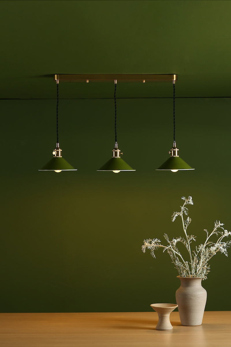 HADANO 3LT SUSPENSION BRASS WITH OLIVE GREEN METAL