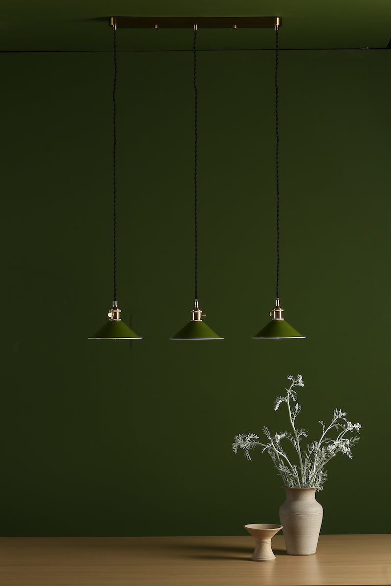 HADANO 3LT SUSPENSION BRASS WITH OLIVE GREEN METAL