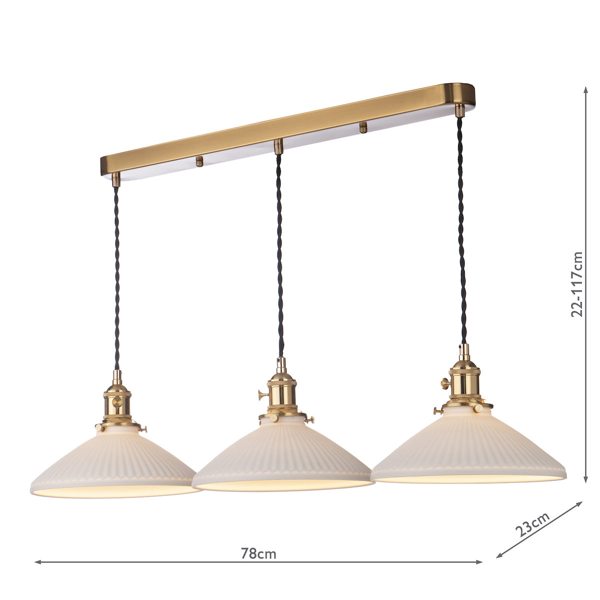 HADANO 3LT SUSPENSION BRASS WITH CERAMIC SHALLOW S