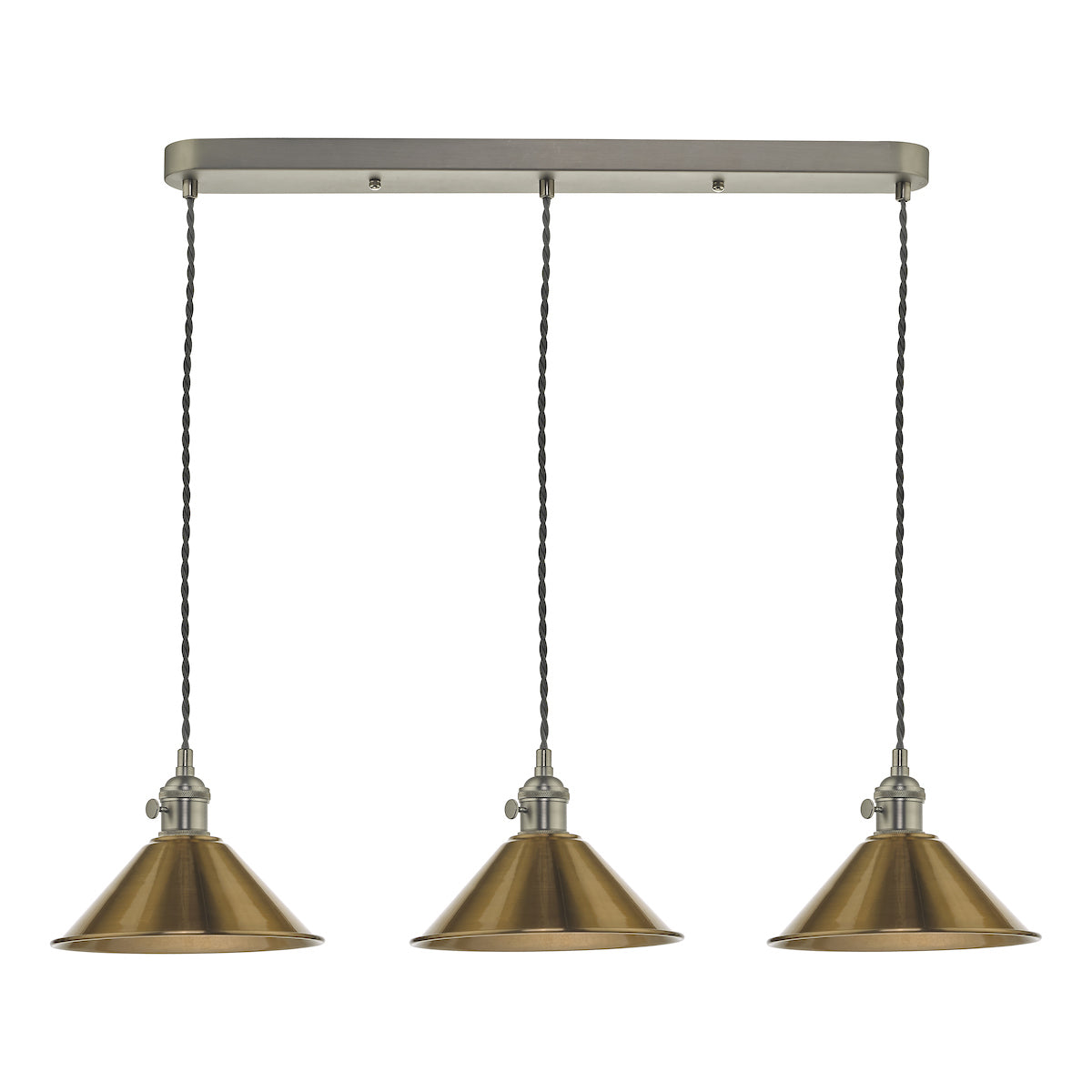 HADANO 3LT SUSPENSION ANT CHR WITH AGED BRASS SHDS