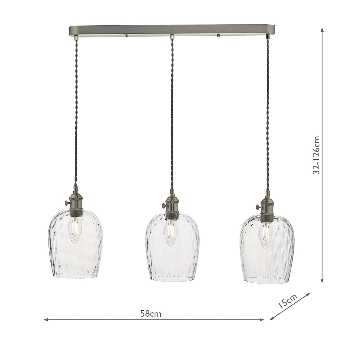 HADANO 3LT SUSPENSION ANT CHR WITH CLEAR DIMPLED S