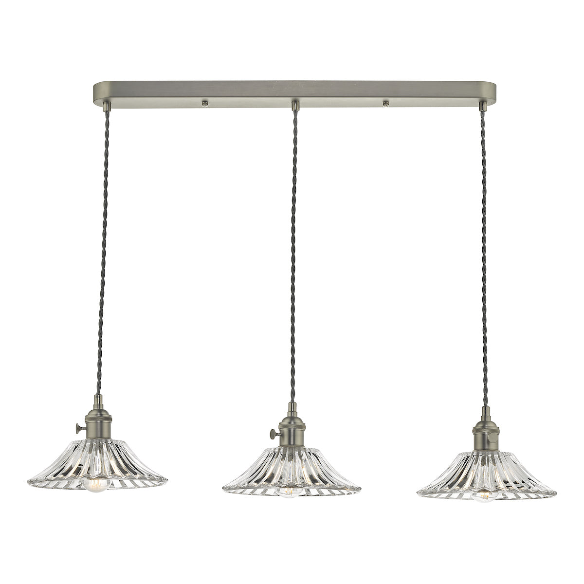 HADANO 3LT SUSPENSION ANT CHR WITH CLEAR FLARED SH